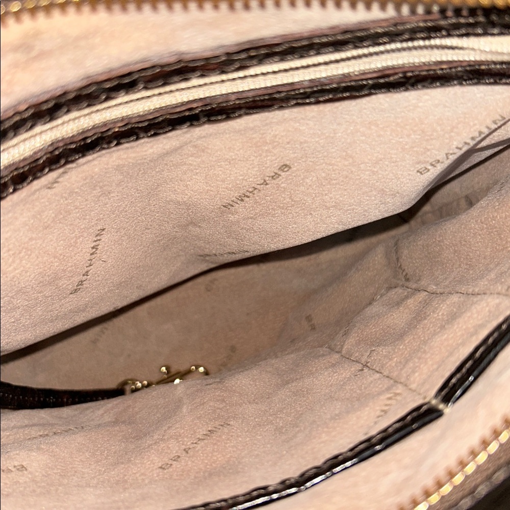 Brahmin Brown Leather Handbag has a burgundy undertone. Great Condition - Picture 5 of 7